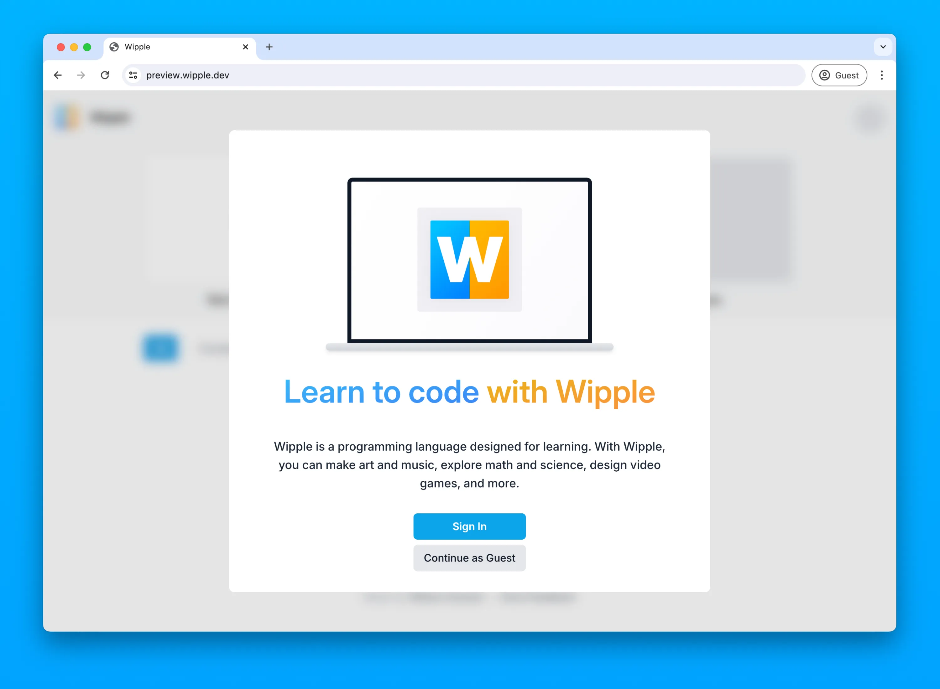 Screenshot of new Wipple Playground