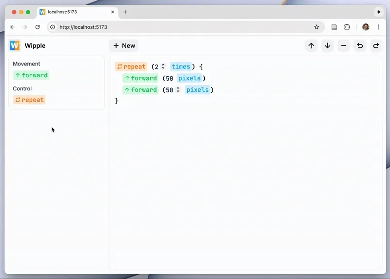 Screen recording of drag-and-drop in the Wipple Playground