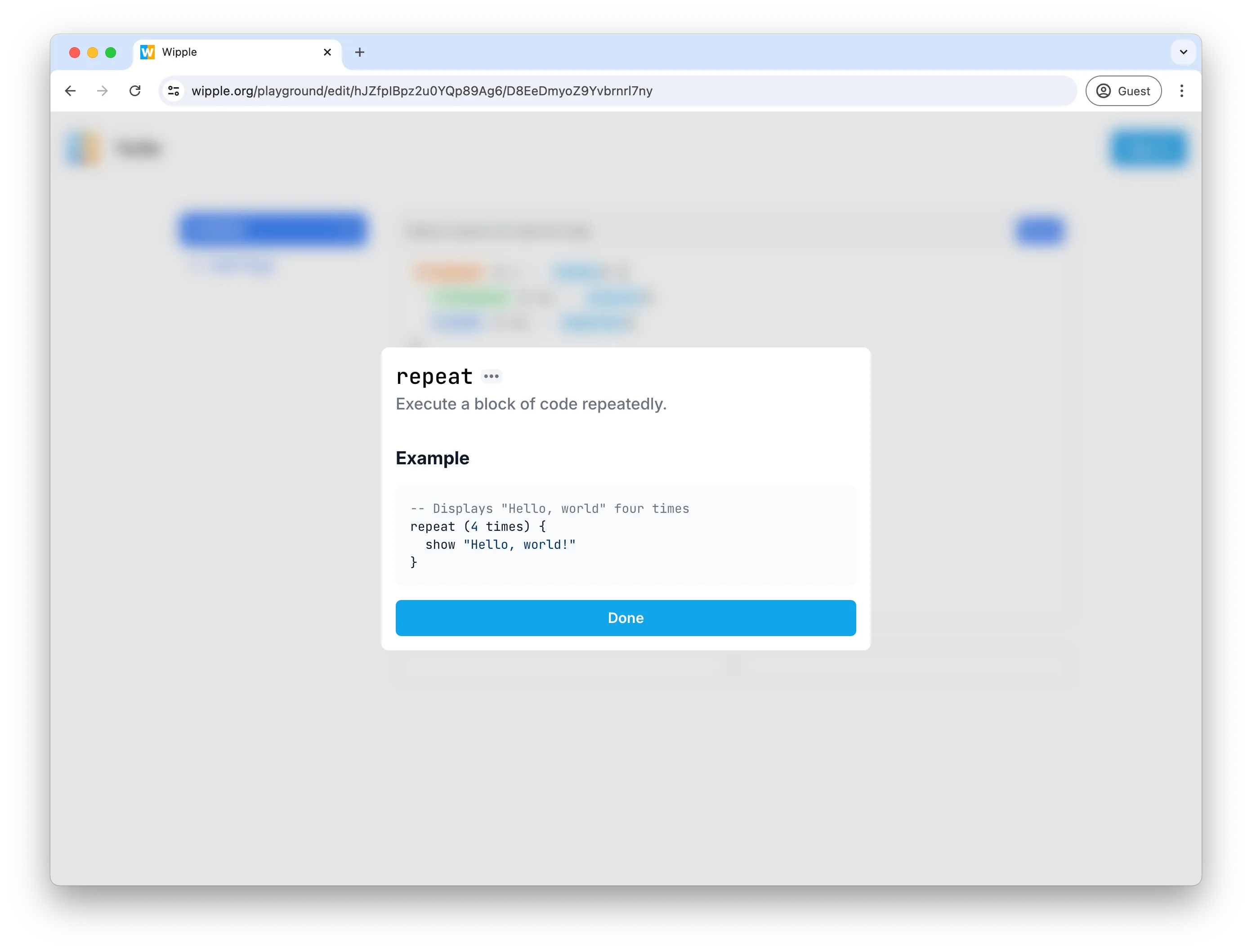 Wipple Playground documentation