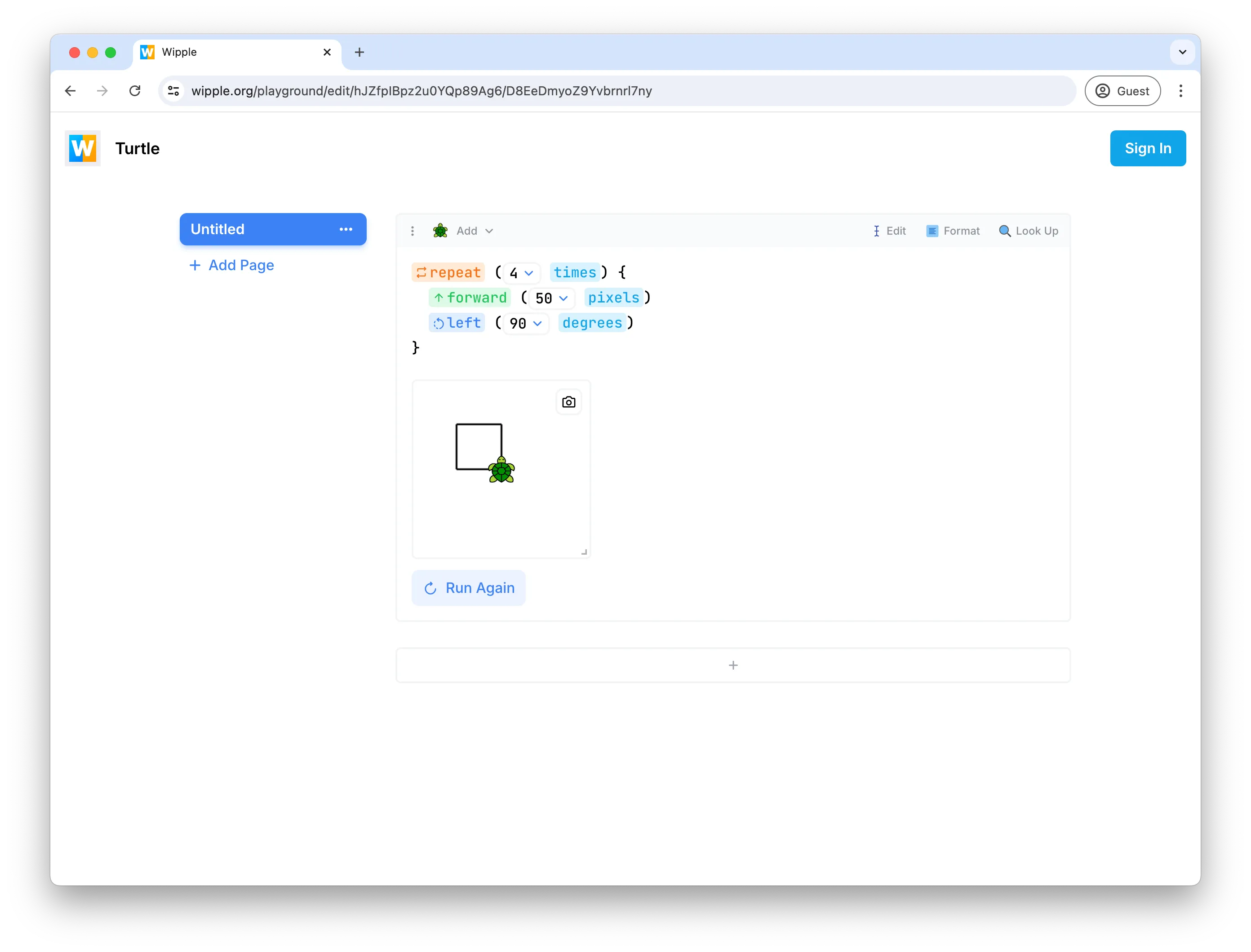 Wipple Playground code editor